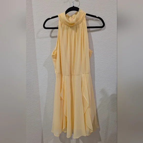 NWT WHBM Butter Yellow Halter Mini Dress - Picture 2 of 9